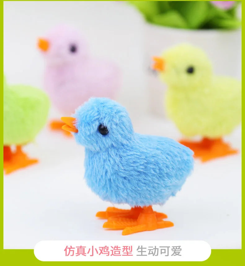 Pet Cat Toys Jumping Walking Hopping Cartoon Plush Chicken Clockwork Cat Interative Playing Toy Wind Up Chick Kitten Supplies