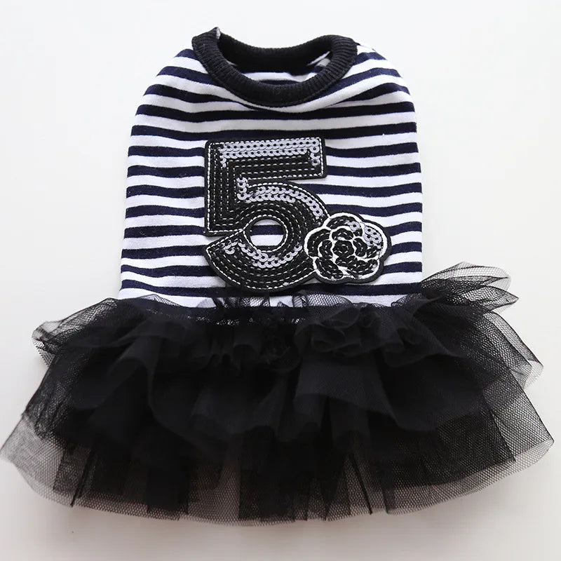 New Dog Cat Dress Striped&Flower Design Pet Puppy Spring/Summer Clothes Outfit 5 Sizes