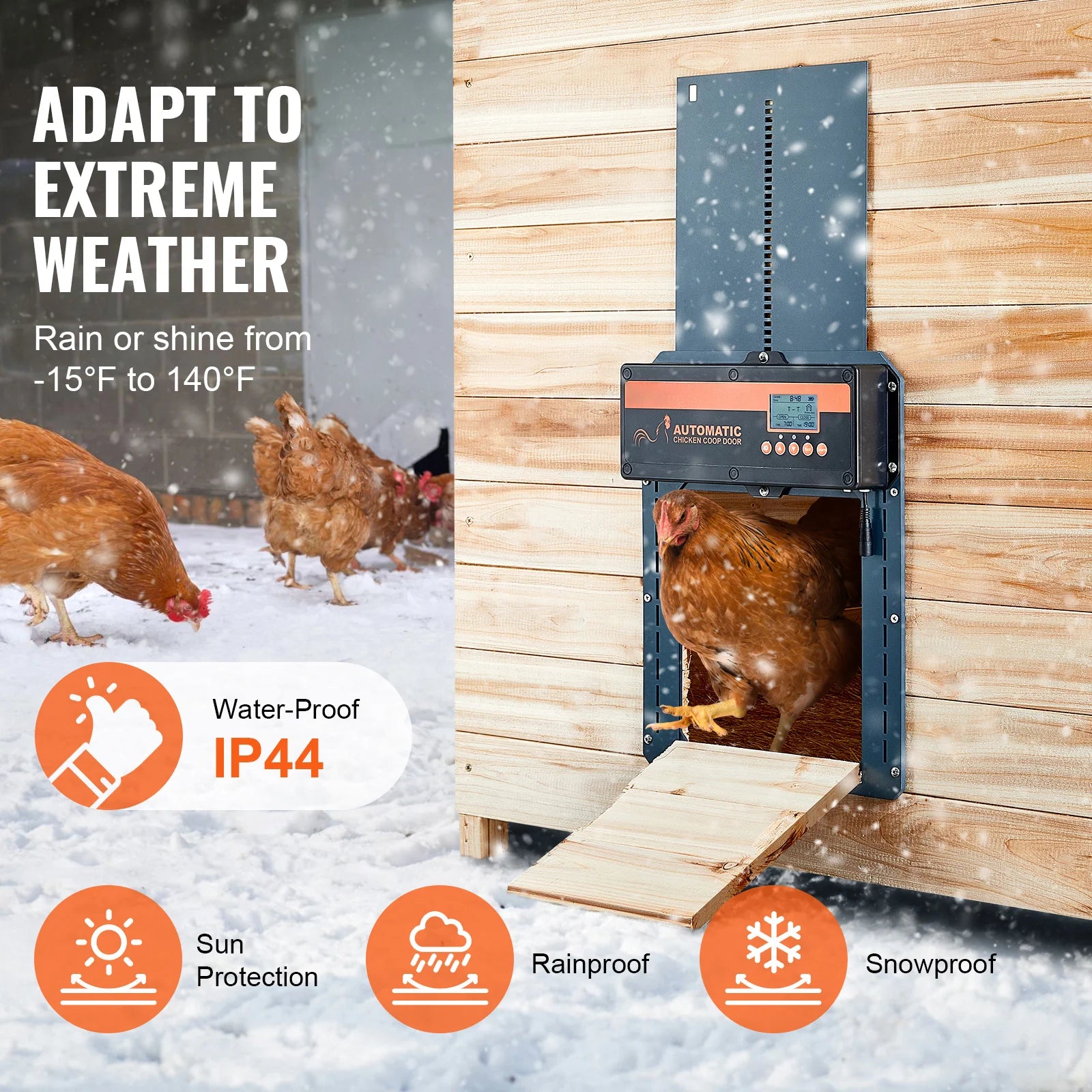 SucceBuy Automatic Chicken Coop Door with Light Sensing Remote Control Auto Chicken Door Opener Chicken Supplies Battery Powered