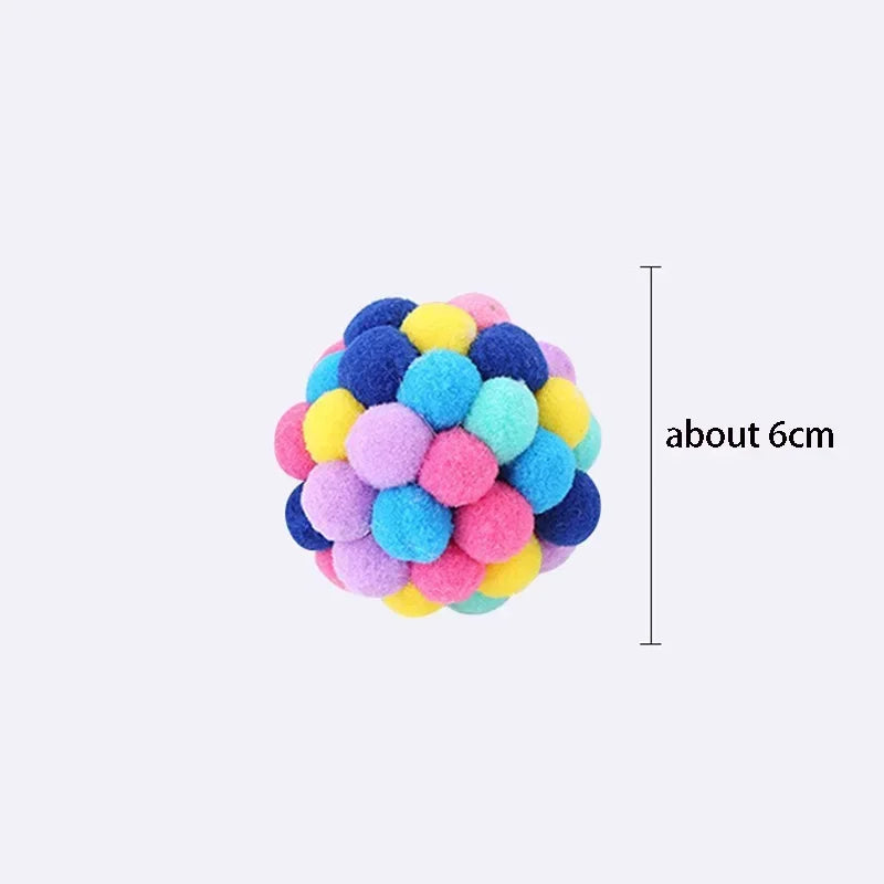 Cat Toys Cat Plush Ball Toy Pet Elastic Bell Ball Self Hi Ball Playing Cat Colorful Woolen Ball Cat Toys Interactive Cat Toys