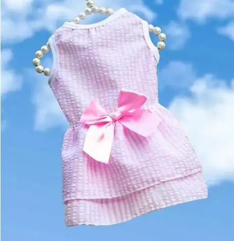 Pink Blue Pet Bulldog Dress Spring Summer Party Skirt Teddy French Cat Dress
