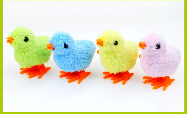 Pet Cat Toys Jumping Walking Hopping Cartoon Plush Chicken Clockwork Cat Interative Playing Toy Wind Up Chick Kitten Supplies