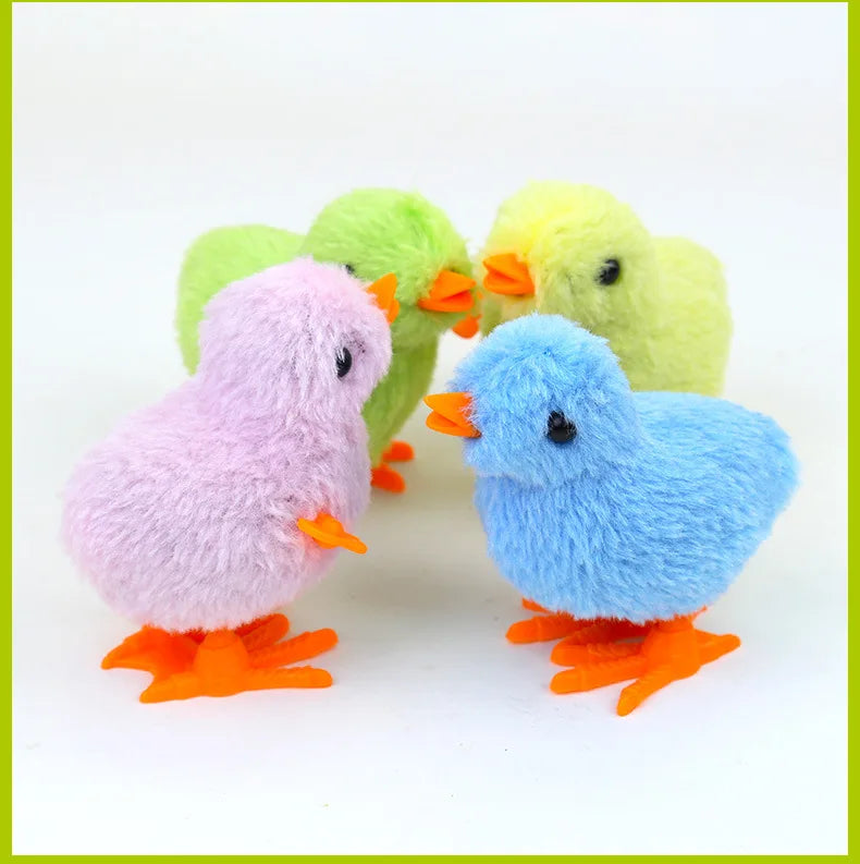 Pet Cat Toys Jumping Walking Hopping Cartoon Plush Chicken Clockwork Cat Interative Playing Toy Wind Up Chick Kitten Supplies