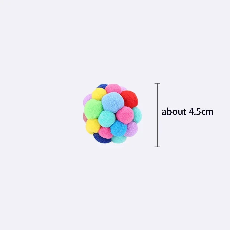Cat Toys Cat Plush Ball Toy Pet Elastic Bell Ball Self Hi Ball Playing Cat Colorful Woolen Ball Cat Toys Interactive Cat Toys