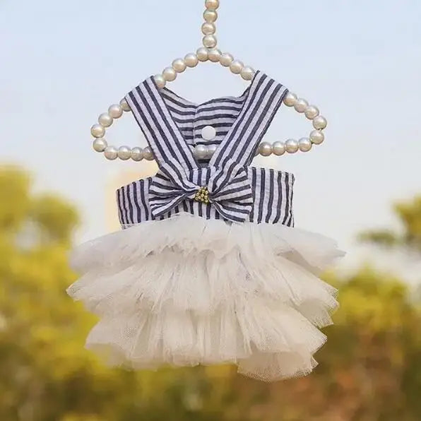 Pink Blue Pet Bulldog Dress Spring Summer Party Skirt Teddy French Cat Dress