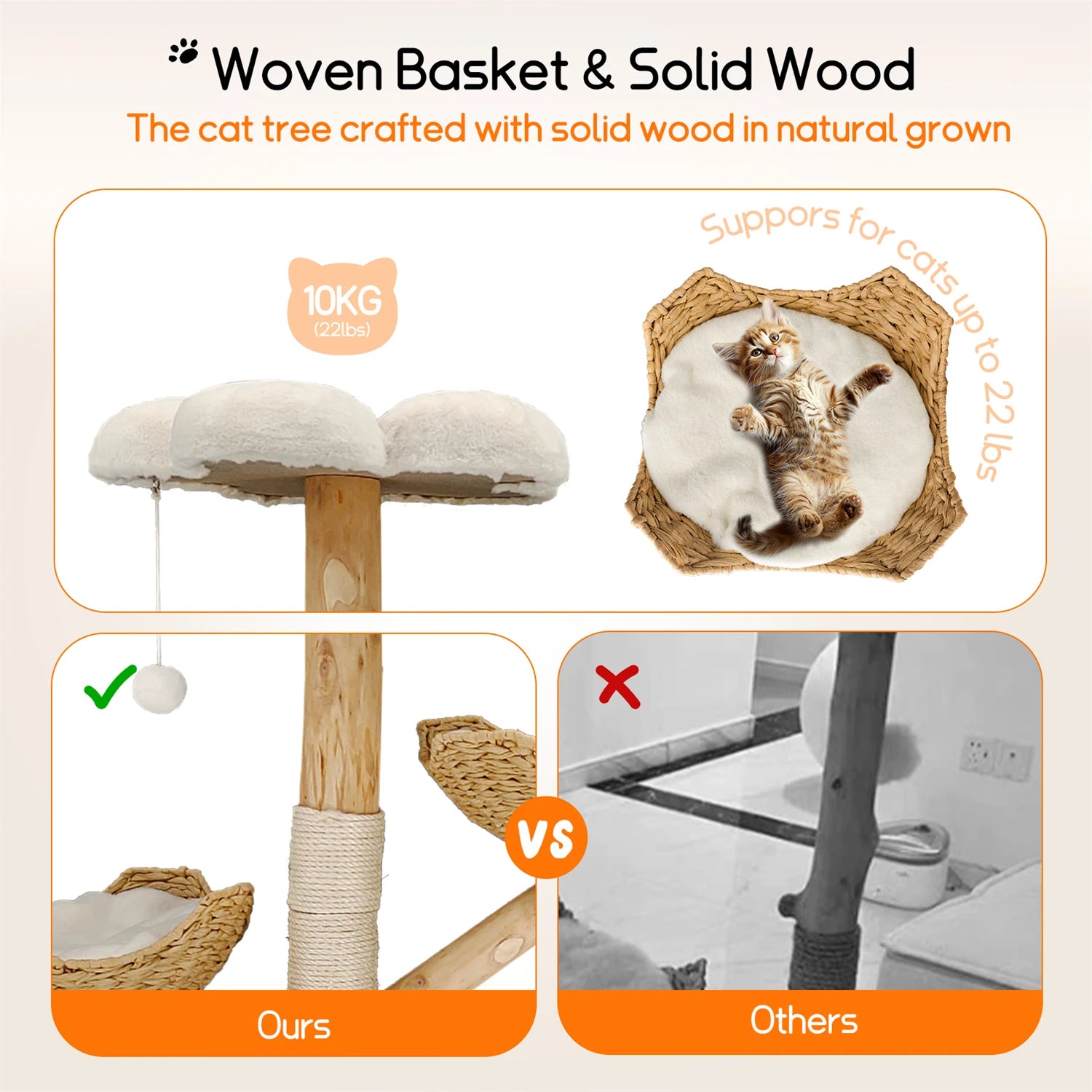 Modern Cat Tree Activity Tower with Plush Cushion and Toy Ball Sisal Scratching Post Kitten Condo Play House for Indoor