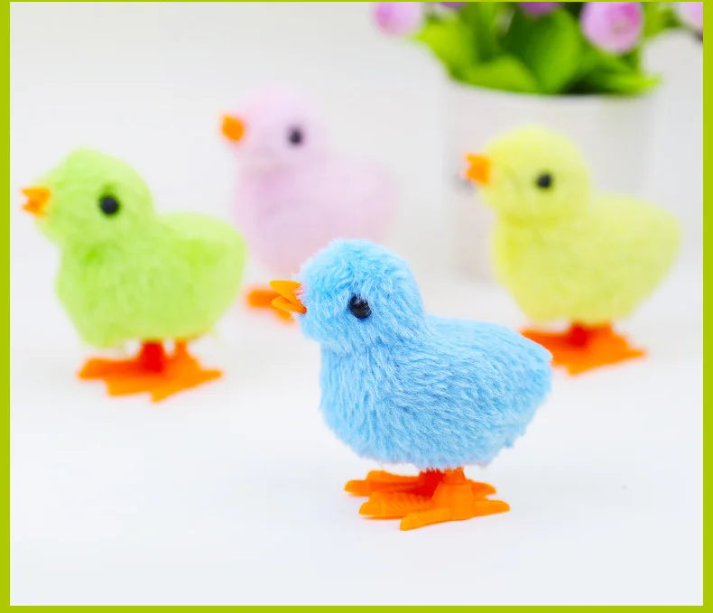 Pet Cat Toys Jumping Walking Hopping Cartoon Plush Chicken Clockwork Cat Interative Playing Toy Wind Up Chick Kitten Supplies