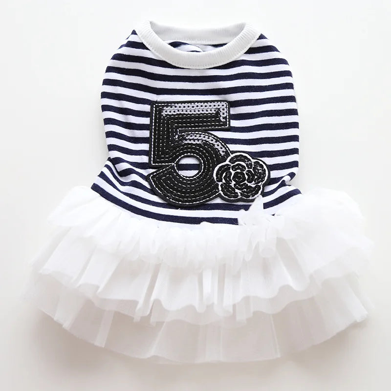 New Dog Cat Dress Striped&Flower Design Pet Puppy Spring/Summer Clothes Outfit 5 Sizes