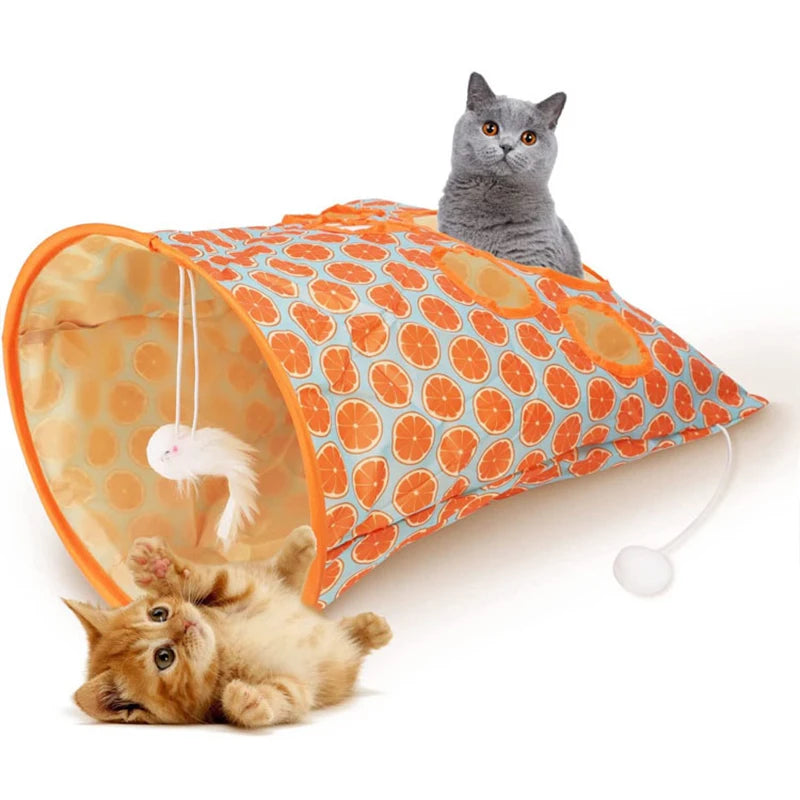 Cat Toys Drilling Bag Teaser Cat Stick Collapsible Cat Tunnel Rattling Paper Chewable Hairball Cat Toys
