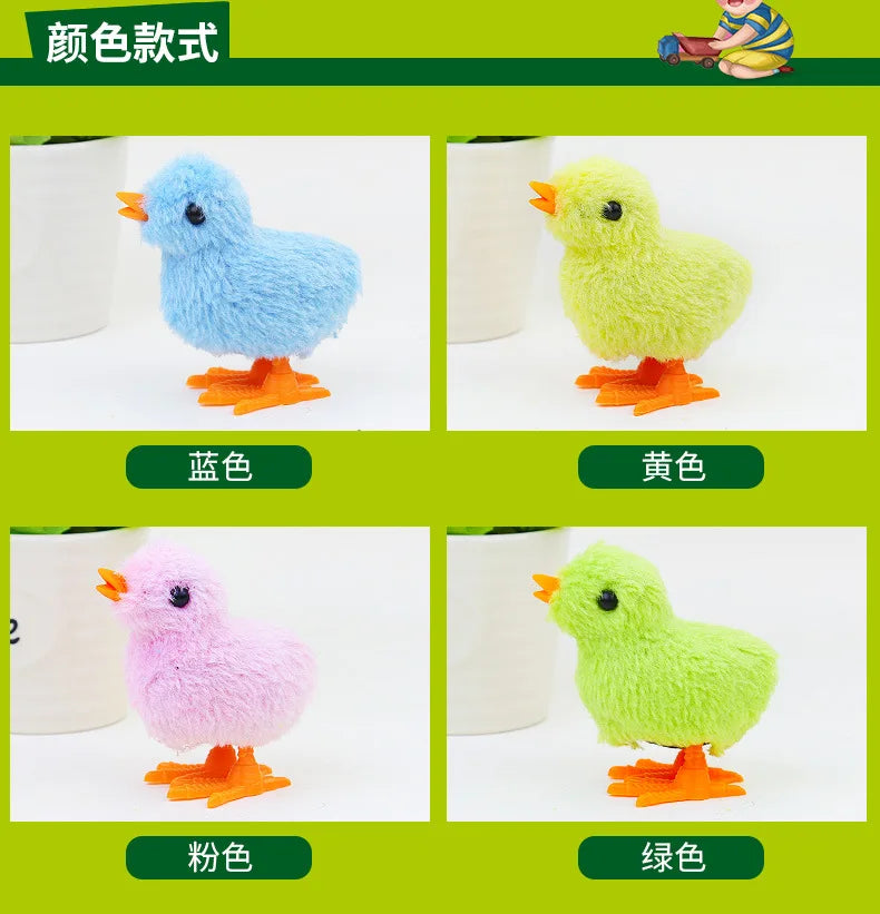 Pet Cat Toys Jumping Walking Hopping Cartoon Plush Chicken Clockwork Cat Interative Playing Toy Wind Up Chick Kitten Supplies