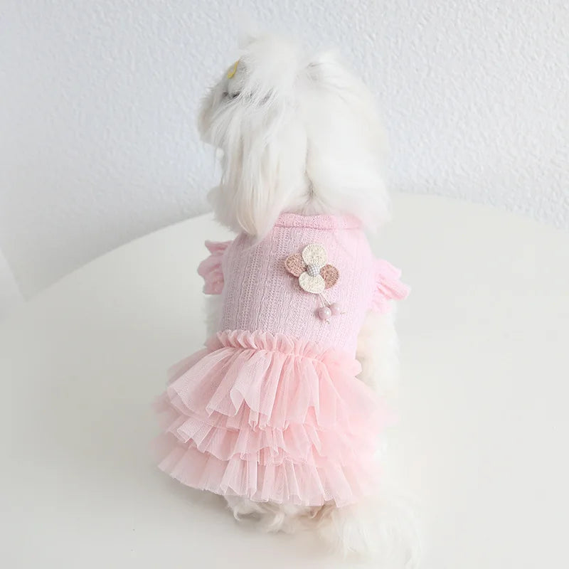 Princess Dog Cat Dress Skirt Flower&Lace Pet Puppy Spring/Summer Clothing Outfit