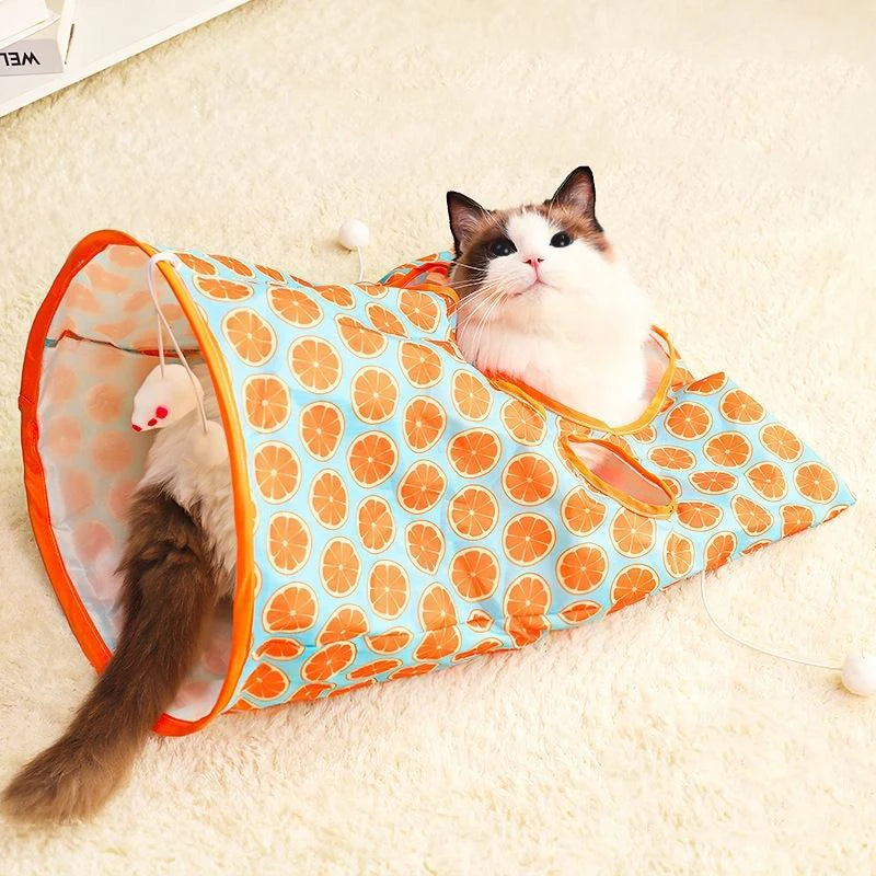 Cat Toys Drilling Bag Teaser Cat Stick Collapsible Cat Tunnel Rattling Paper Chewable Hairball Cat Toys