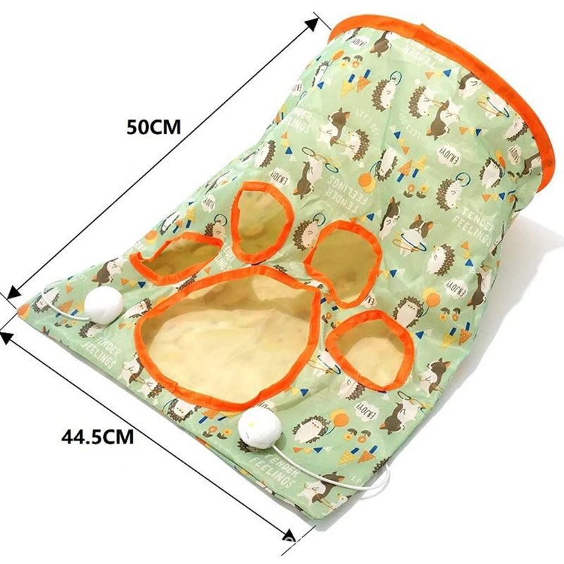 Cat Toys Drilling Bag Teaser Cat Stick Collapsible Cat Tunnel Rattling Paper Chewable Hairball Cat Toys