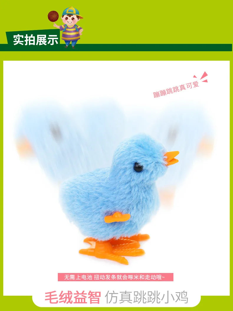 Pet Cat Toys Jumping Walking Hopping Cartoon Plush Chicken Clockwork Cat Interative Playing Toy Wind Up Chick Kitten Supplies