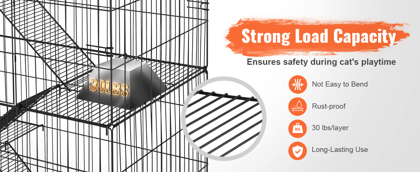 VEVOR 4 Tier Large Cat Playpen 30lbs/Layer DIY Cat Fence Cage Exercise Place Crate Metal Wire Kennel Indoor Rabbit House for Pet