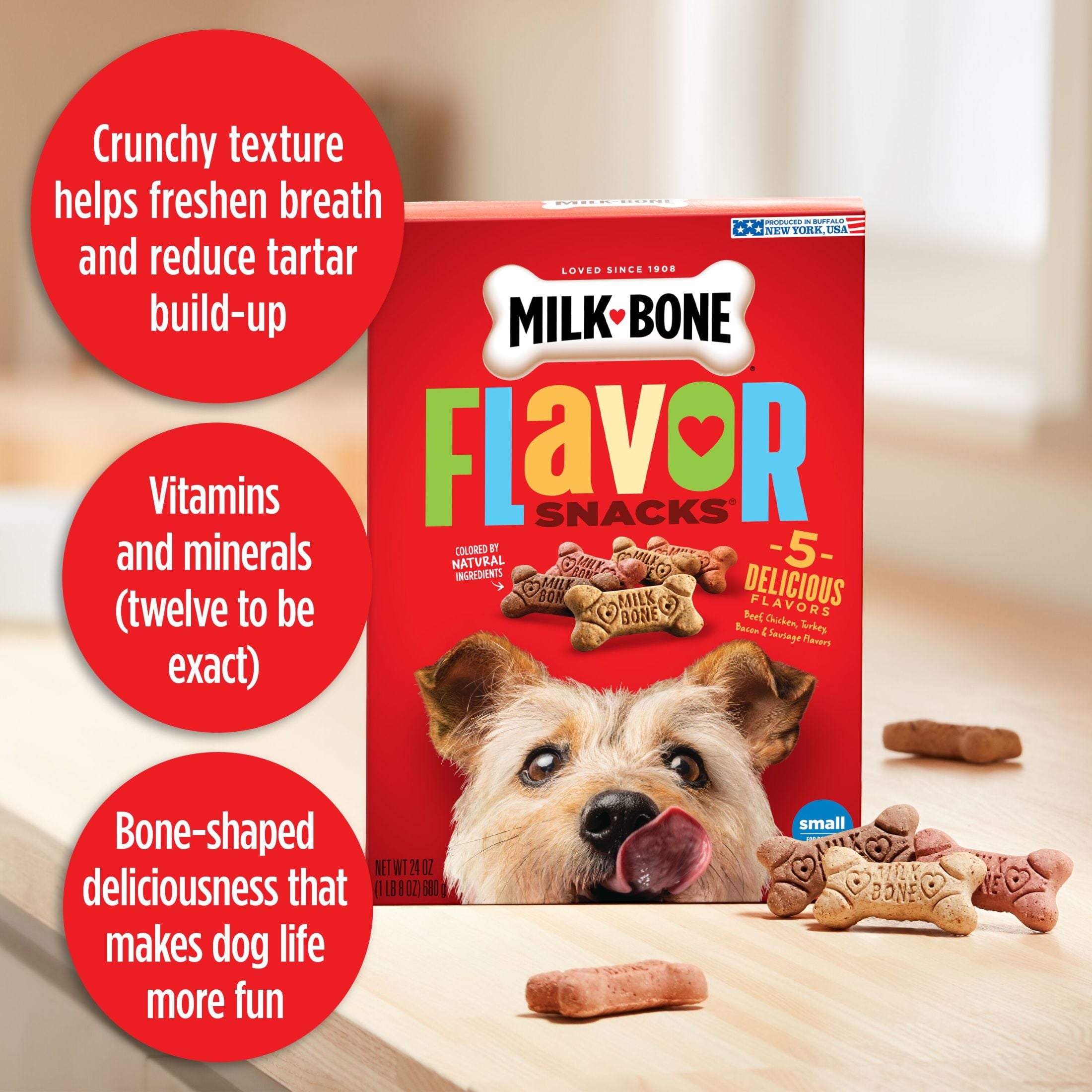 Milk Bone Flavor Snacks Small Dog Biscuits, Flavored Crunchy Dog Treats, 7 lb.