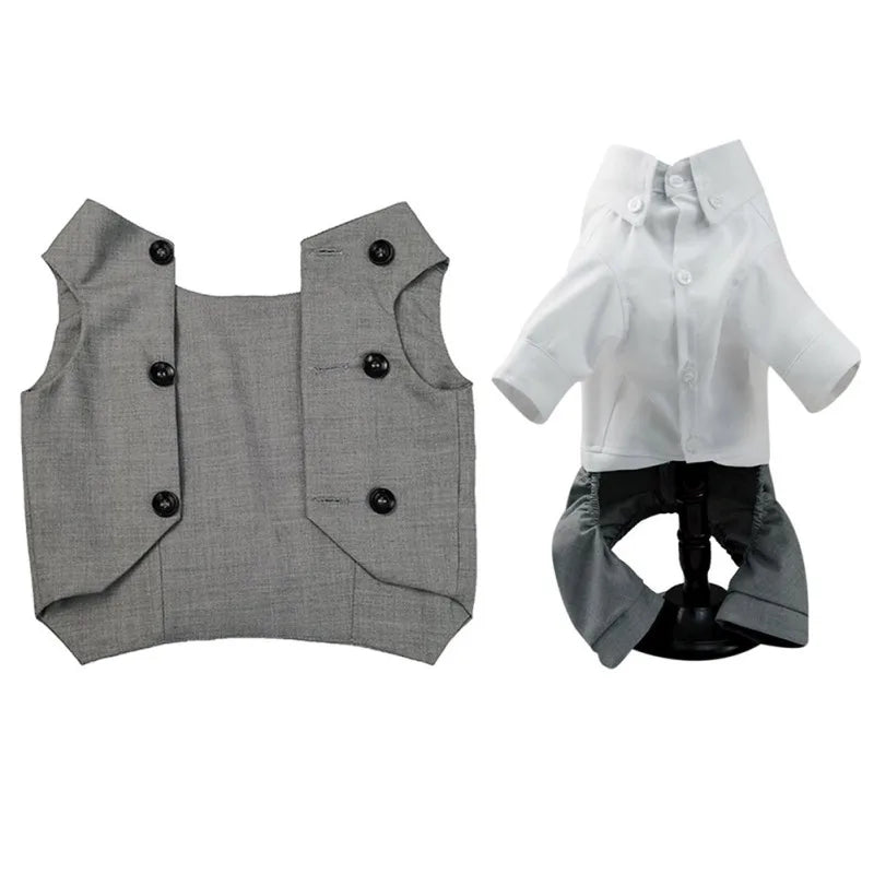 Dog Tuxedo Suit For Small Medium Breed Formal Tuxedo Vest With Bow Tie Dog Clothes Gentleman Pet Wedding Birthday Party Costume