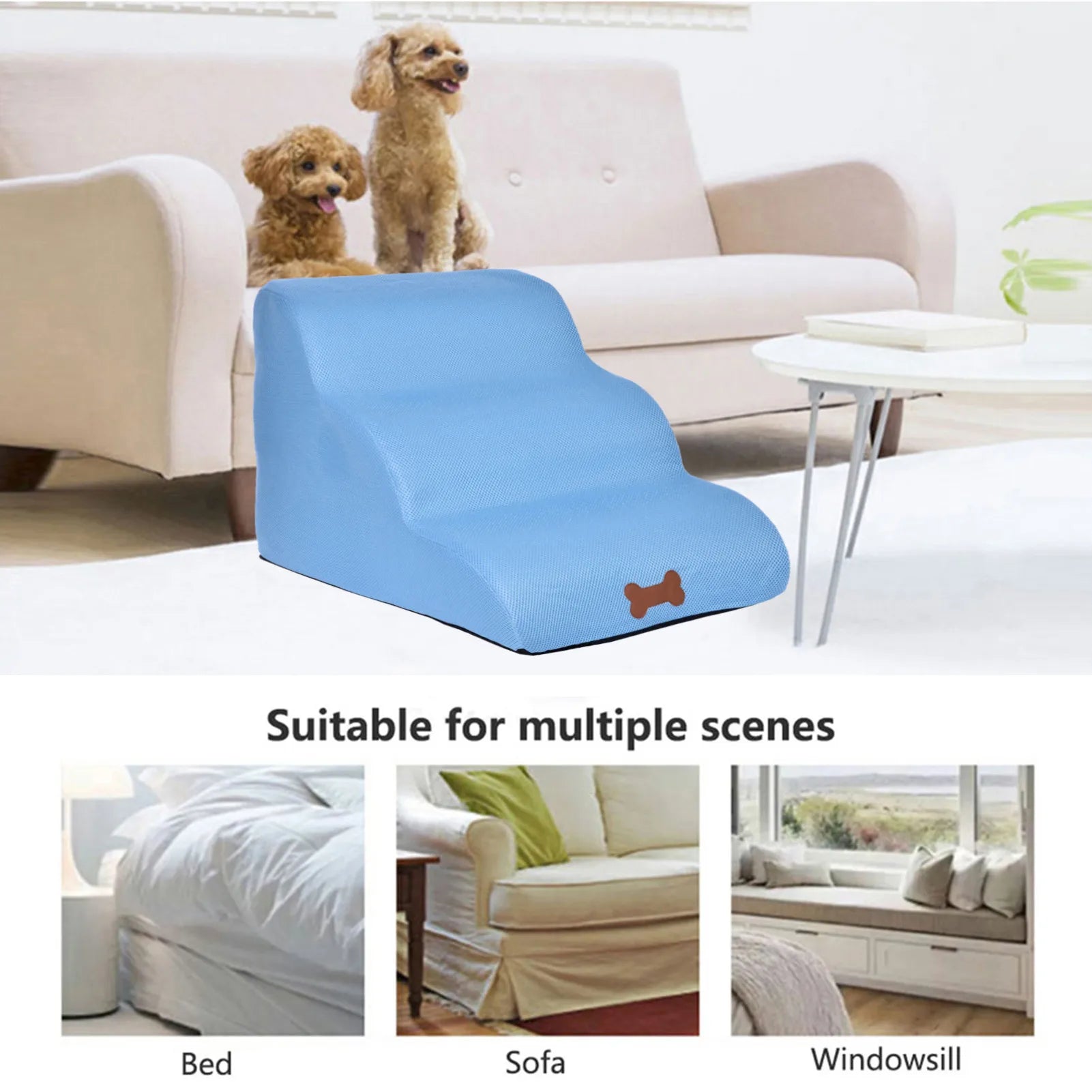 New Dog Stairs Pet 3 Steps Stairs For Small Dog Cat Dog House Pet Ramp Ladder Anti-slip Removable Dogs Bed Stairs Pet Supplies