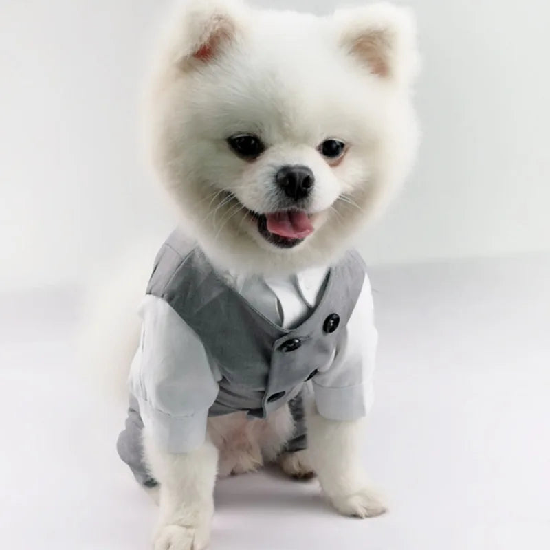 Dog Tuxedo Suit For Small Medium Breed Formal Tuxedo Vest With Bow Tie Dog Clothes Gentleman Pet Wedding Birthday Party Costume