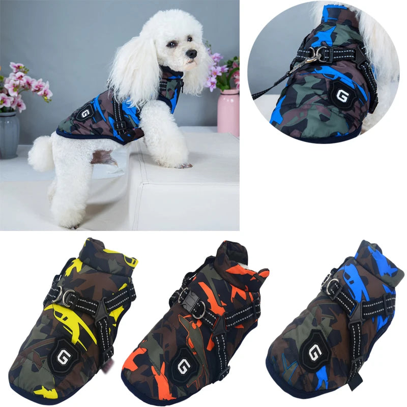 Pet Dog Clothing Winter Jacket with Harness Jacket Puppy Pet Dog Costume Pet Vest Apparel Chihuahua Jacket Dogs Clothing