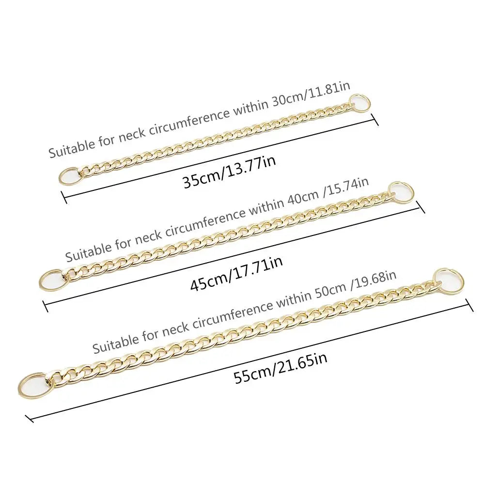 Metal Dogs Training Choke Chain Collars Luxury Pet Dog Collar Gold Chain Collar Necklace for Bulldog Small Medium Dogs