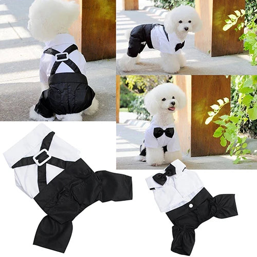 Cute Male Pet Dog Cat Clothes Pet Dog Cat Wedding Dress Prince Tuxedo Bow Tie Shirt Suit Puppy Cat Jumpsuit Suit Pet Products