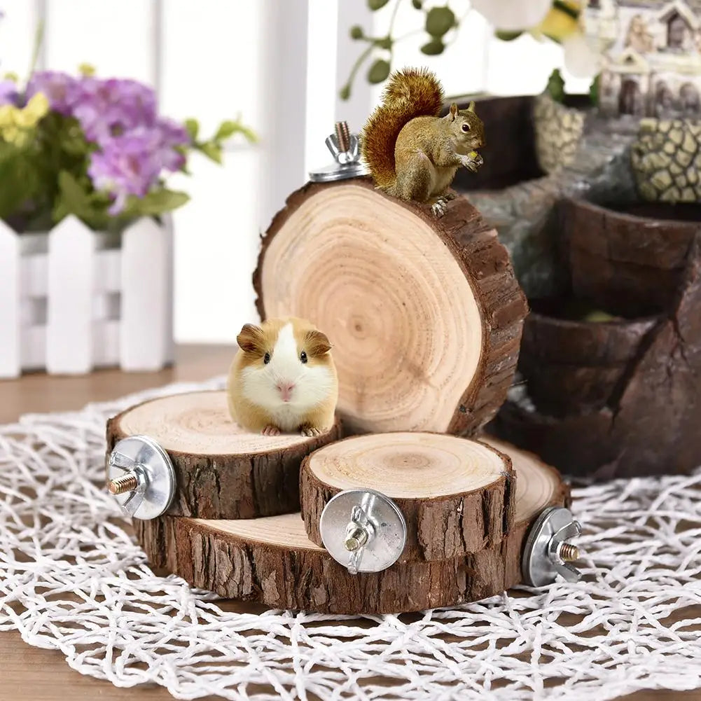 Natural Wooden Logs Board Hamster Wooden Platform For Chinchilla Guinea Pig Squirrel Totoro Parrot Jumping Small Pet Toys Supply