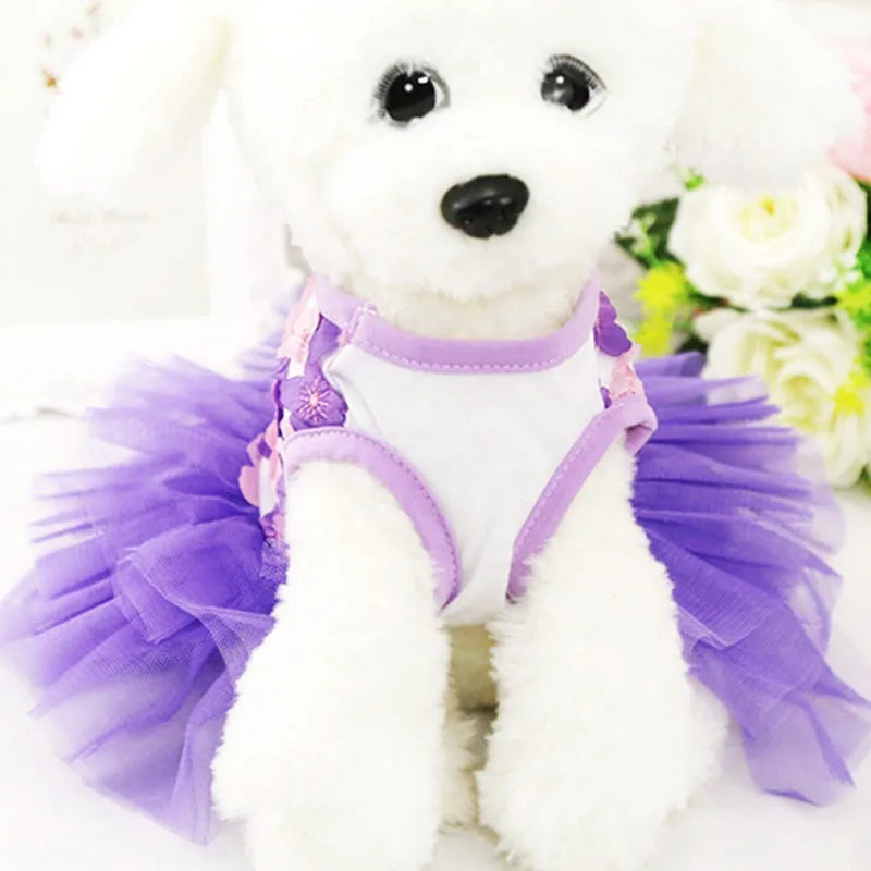 Dog Dress Pet Princess Dress Sweet Puppy Dresses Summer Pet Floral Gauze Dog Vest Apparel For Dogs And Cats