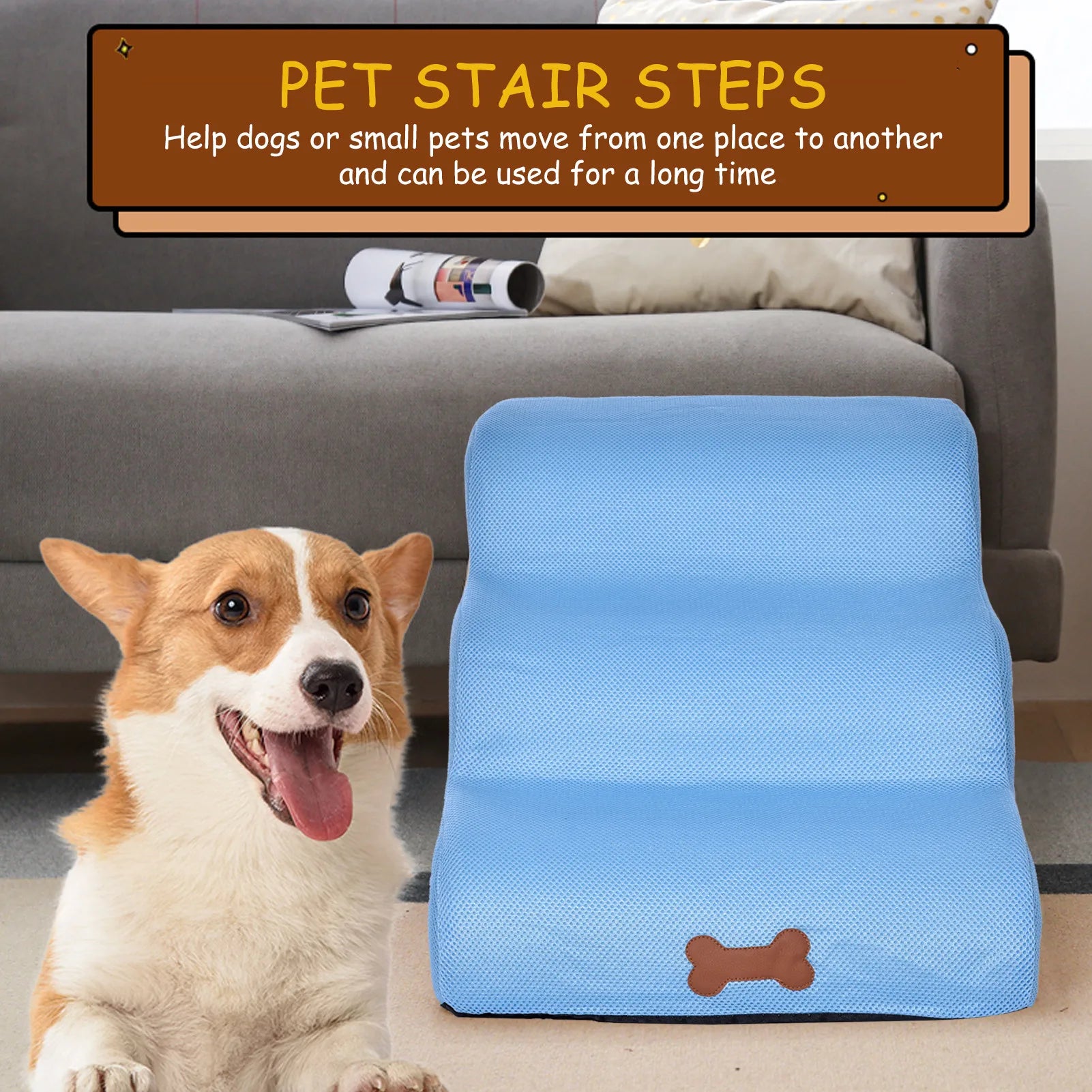 New Dog Stairs Pet 3 Steps Stairs For Small Dog Cat Dog House Pet Ramp Ladder Anti-slip Removable Dogs Bed Stairs Pet Supplies