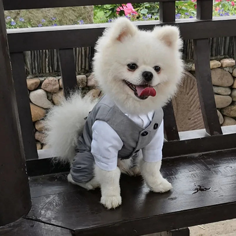Dog Tuxedo Suit For Small Medium Breed Formal Tuxedo Vest With Bow Tie Dog Clothes Gentleman Pet Wedding Birthday Party Costume