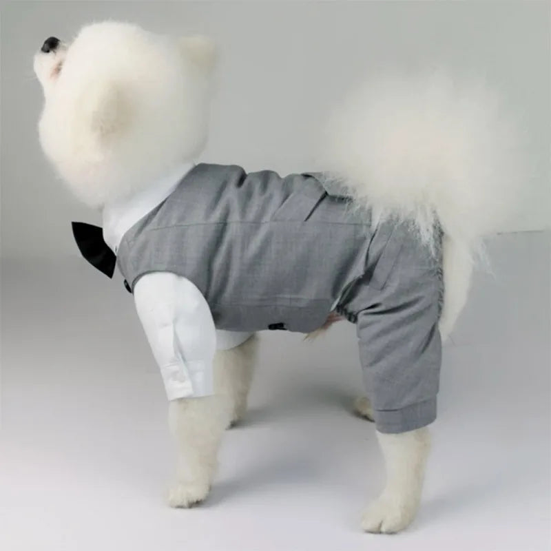 Dog Tuxedo Suit For Small Medium Breed Formal Tuxedo Vest With Bow Tie Dog Clothes Gentleman Pet Wedding Birthday Party Costume