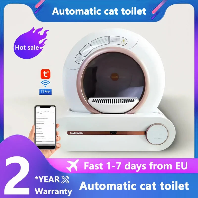 Large Capacity Automatic Cat Litter Box Self Cleaning, Smart Self-Cleaning Cat Litter Box with 65L Litter Box APP Control