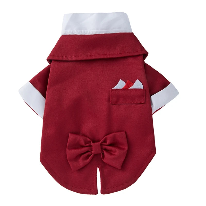 Pet Dog Clothes Formal Wedding Black Shirt Tailcoats With Bow Tie Costume Fashion Party Tuxedo Halloween Dress for Dog