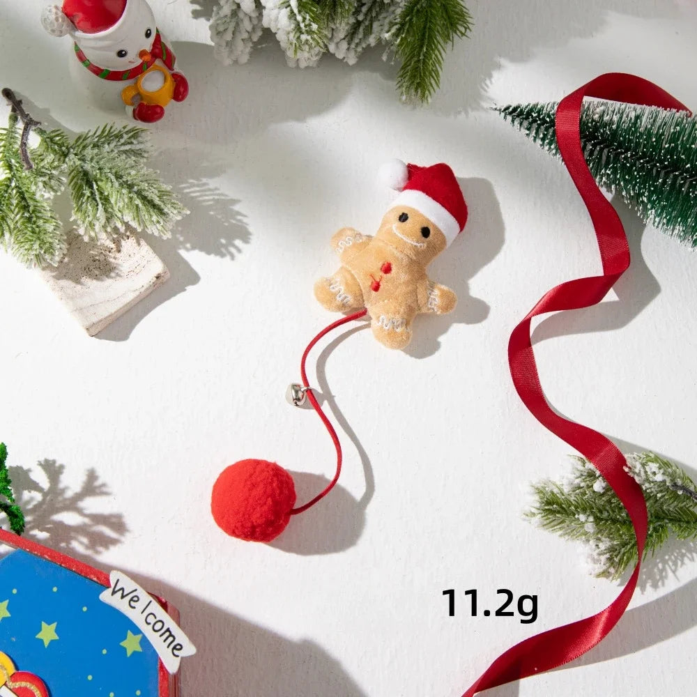Christmas Cat Toys Plush Ball Doll with Bell Interactive Soothing Cat Toys Pet Supplies