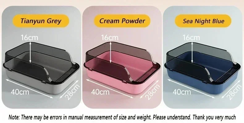Semi-Enclosed Cat Litter Box High Side Splashproof Design Large Capacity Kitty Sandbox with Litter Scoop Easy Clean Pet Supplies