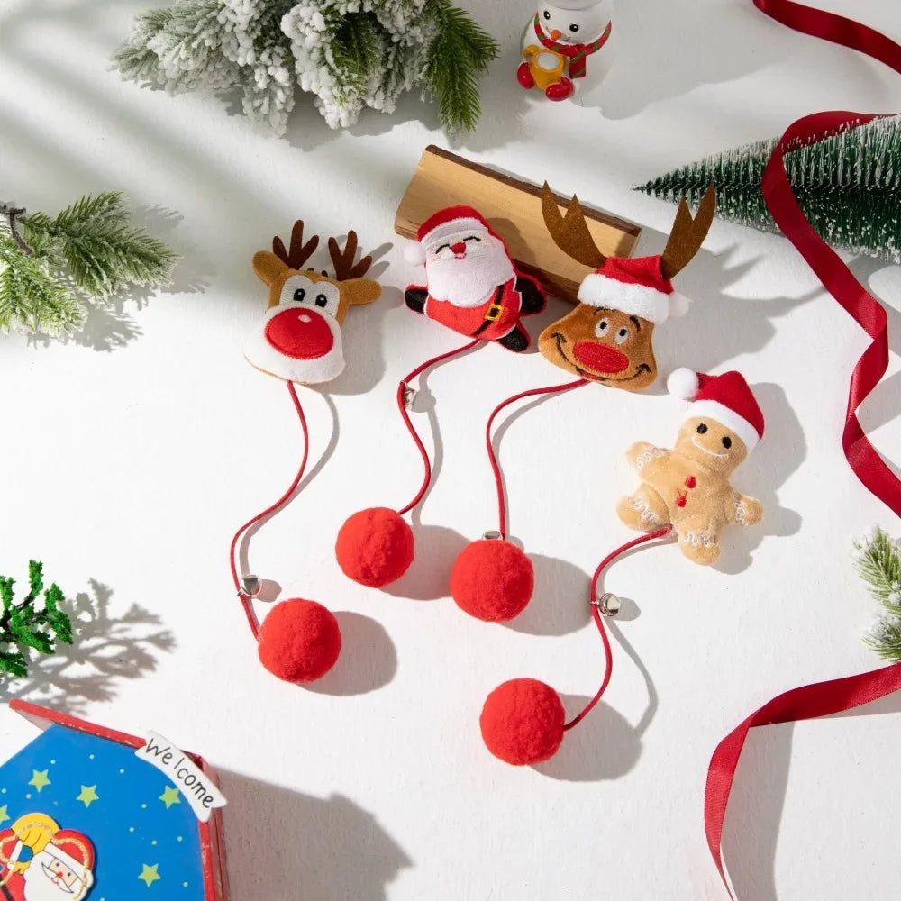 Christmas Cat Toys Plush Ball Doll with Bell Interactive Soothing Cat Toys Pet Supplies