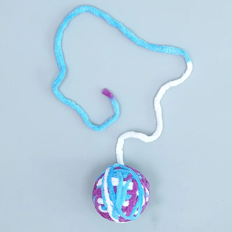 Funny Cat Toys Colorful Yarn Balls with Bell Sounding Interactive Chewing Toy for Kitten Stuffed Toy Ball Cat Toys Supplies