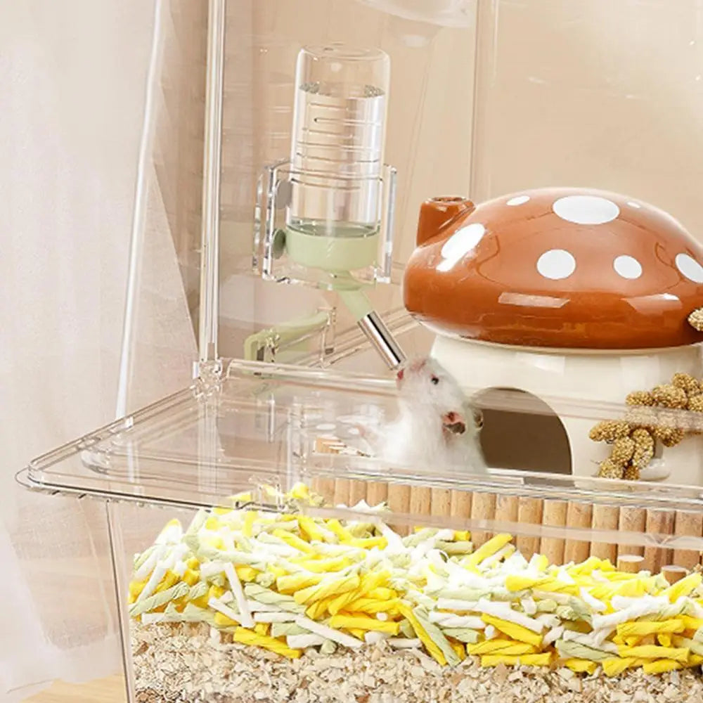 Hamster Water Bottle Stand Transparent Feeder Bracket For Squirrels Leakproof Hamster Water Bottle Magnetic Holder For Small