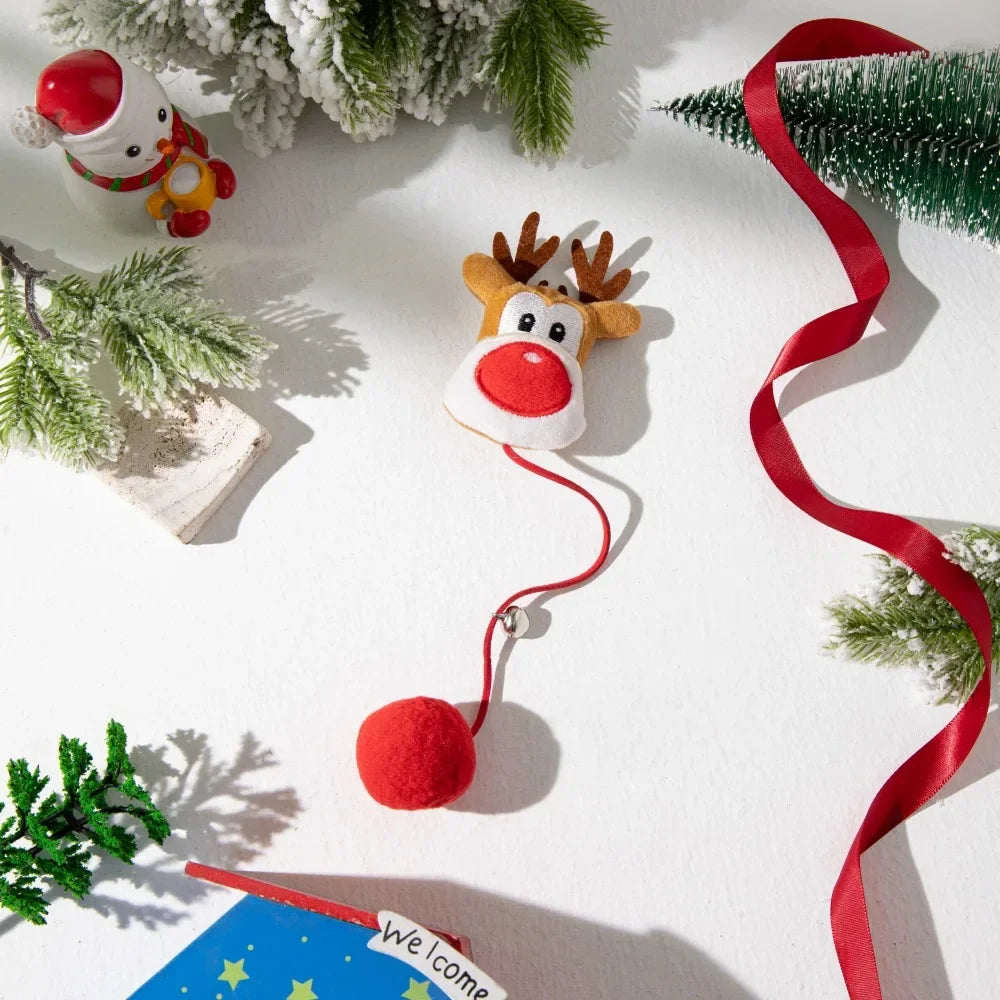 Christmas Cat Toys Plush Ball Doll with Bell Interactive Soothing Cat Toys Pet Supplies
