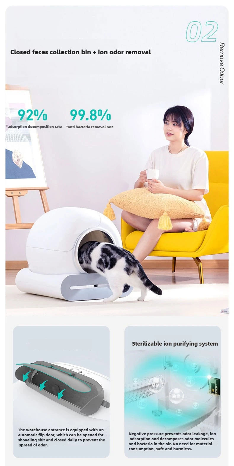 Smart Cat Litter Box for Pets Automatic Cleaning Electric Large Deodorizing Cat Toilet Fully Enclosed Automatic Cat Litter Box