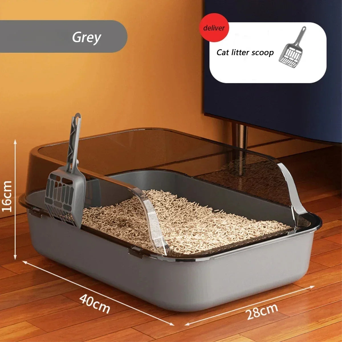 Cats Toilet Cat Litter Box with Litter Scoop Semi-enclosed High Side Splashproof Pet Bedpans Kitty Sandbox Cleaning Cat Supplies