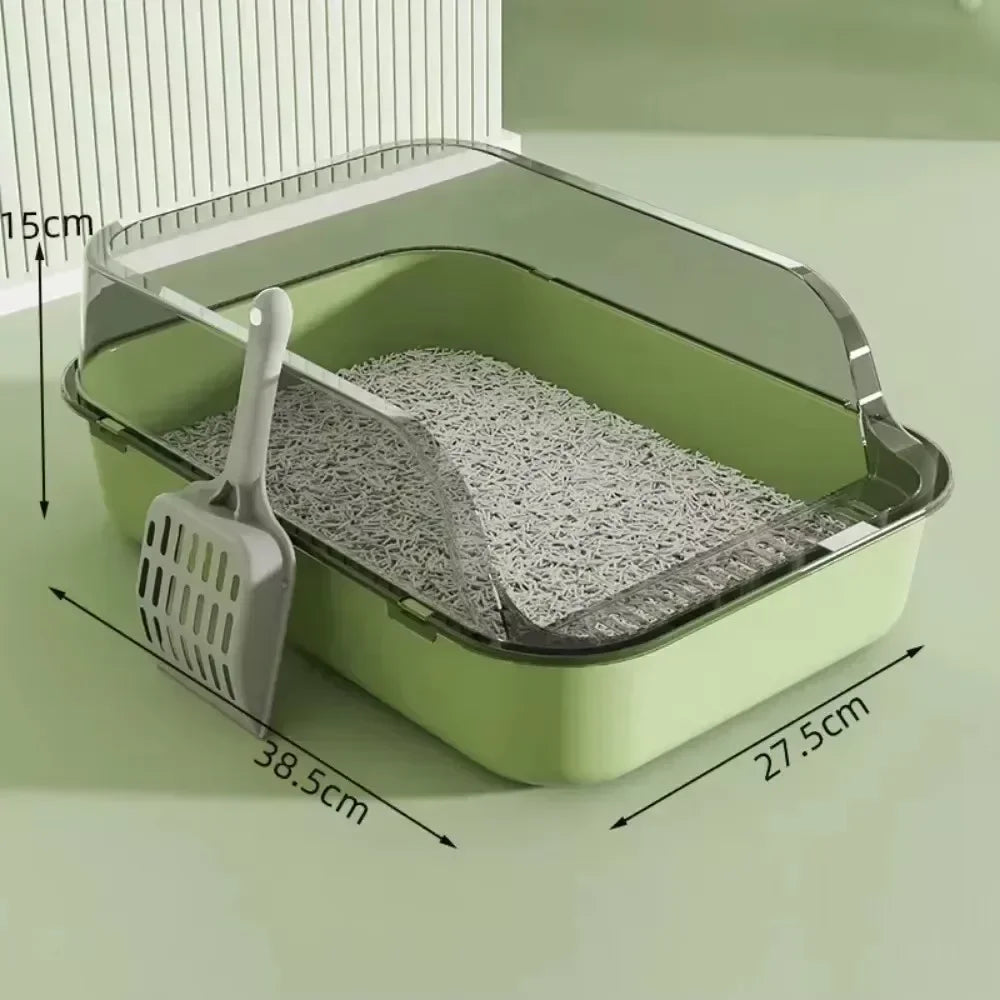 Cats Toilet Cat Litter Box with Litter Scoop Semi-enclosed High Side Splashproof Pet Bedpans Kitty Sandbox Cleaning Cat Supplies