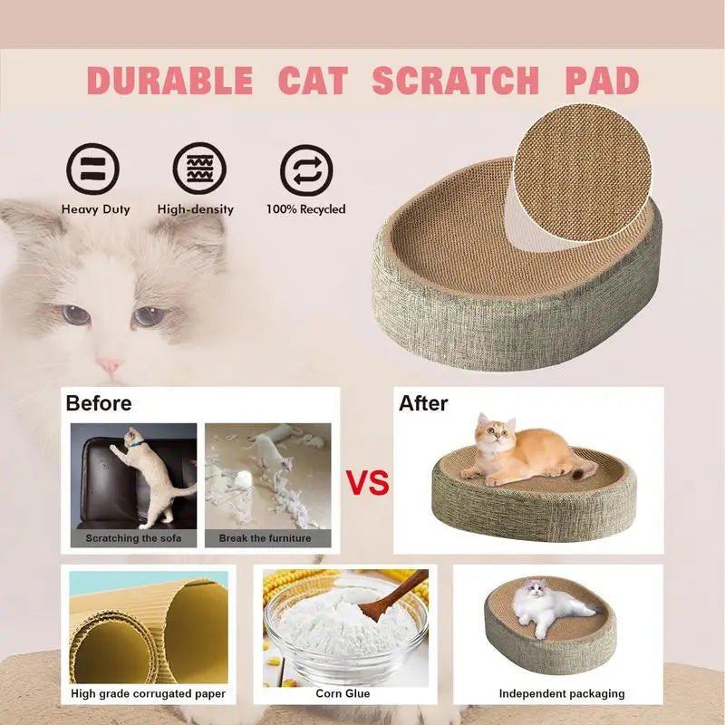Cat Scratcher Oval Cat Scratch Pad Bowl Nest Multifunctional Pet Sleeping Mat Cat Scratcher Pad Pet Bed Durable Cat Scratcher