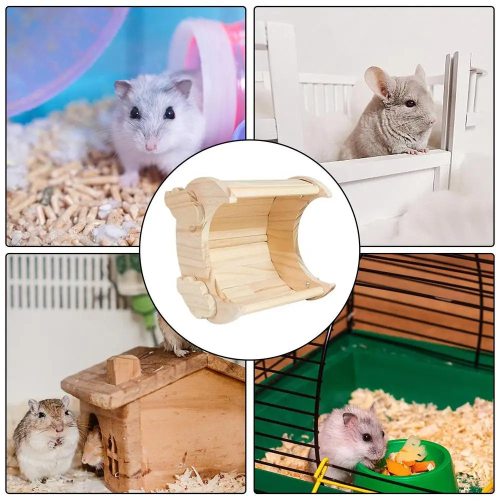 Hamster Wooden House Simple Installation Hideaway Cage Accessories for Lemmings, Gerbils, Rat, Small Pet, Chinchilla Fun Toys