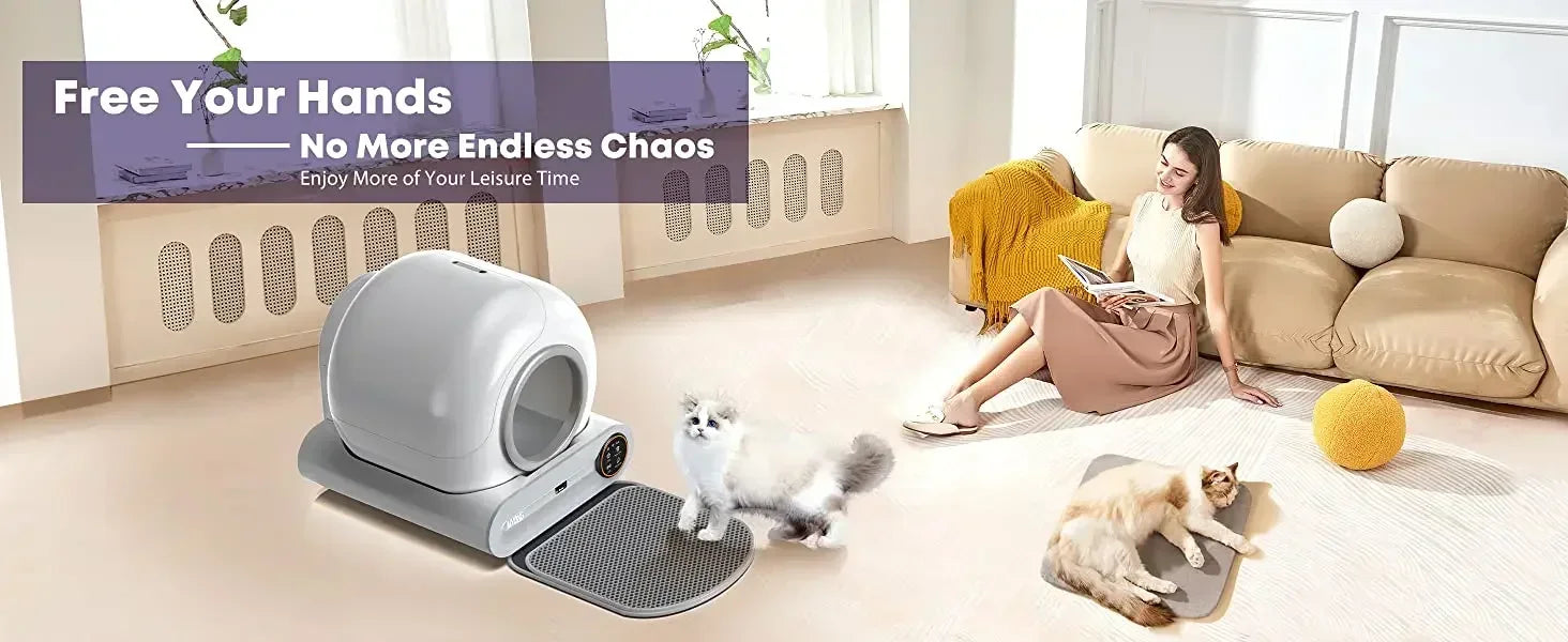 Large Capacity Automatic Cat Litter Box Self Cleaning, Smart Self-Cleaning Cat Litter Box with 65L Litter Box APP Control