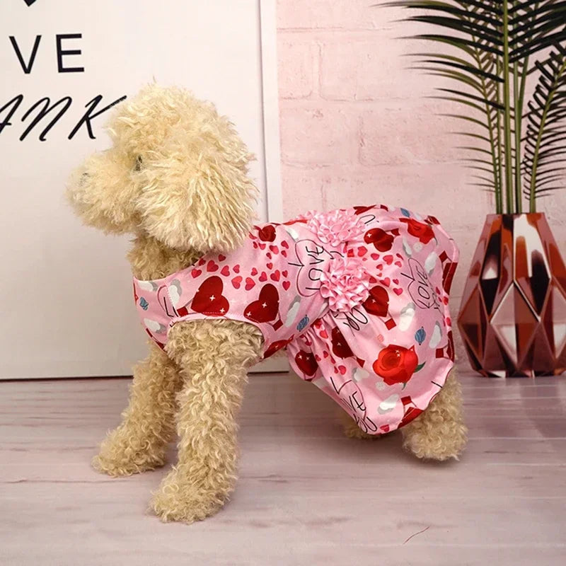 Dog Dress Pet Clothes Spring Summer Puppy Skirt Princess Dress Fashion Flower Heart Lovely Pattern Sleeveless Dog Dresses