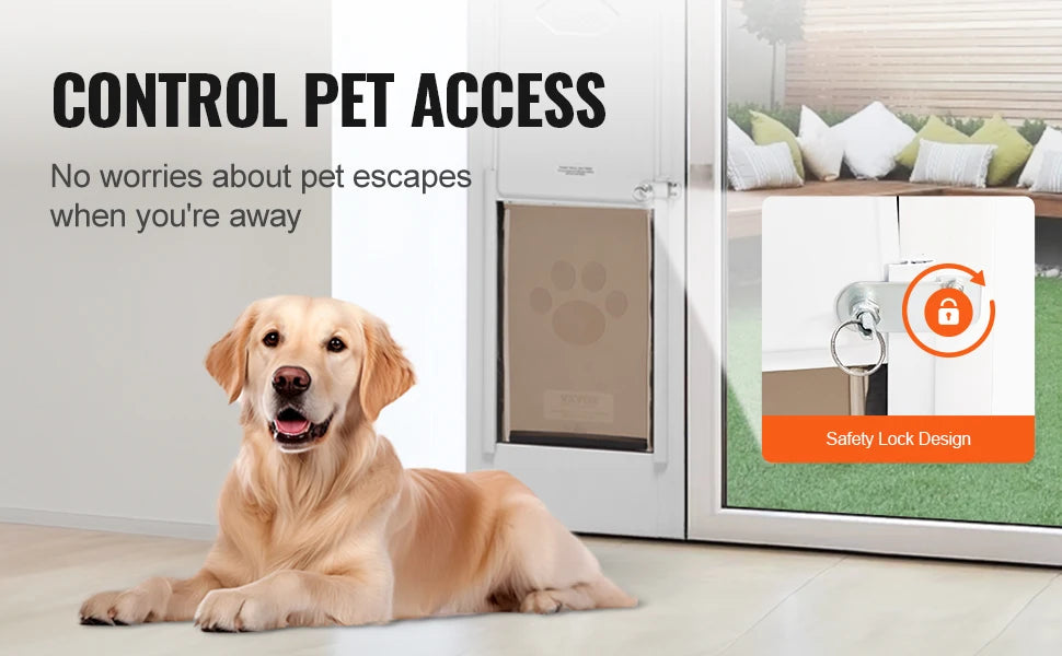 VEVOR Dog Door Sliding Glass Door Adjustable Height Doggy Door Sliding Doors Aluminum Frame Tempered Glass Pet Door