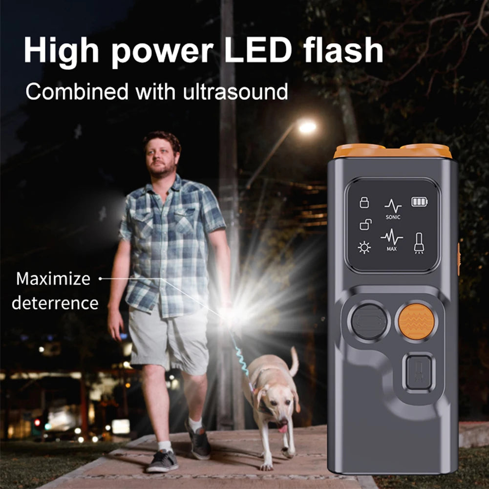 Ultrasonic Dog Bark Deterrent Device with LED Flashlight Rechargeable Pet Dog Repeller Dog Chaser Correct Your Dogs Bad Behavior