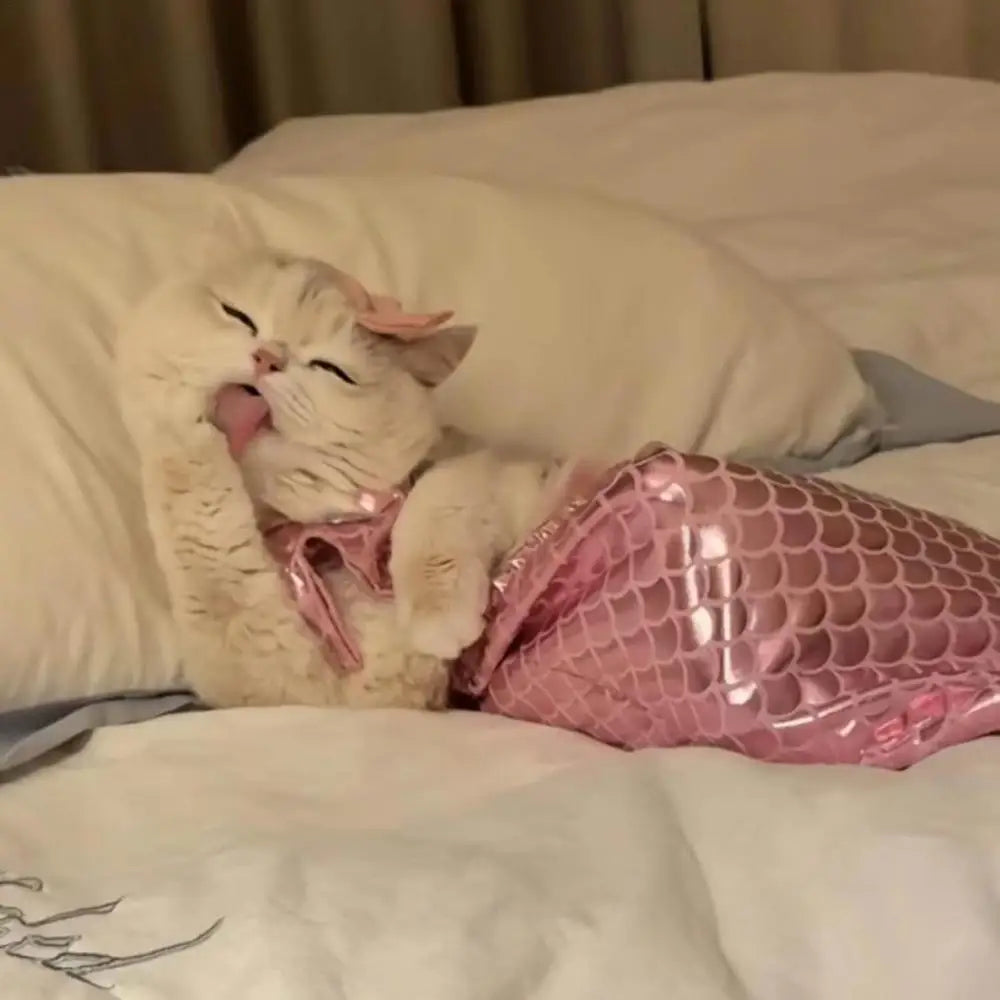 Cat Mermaid Costume Mermaid Tail Clothes Sequin Mermaid Dress Cat Dog Outfit Soft Funny Pet Costumes Fishtail Clothes Unique Sea