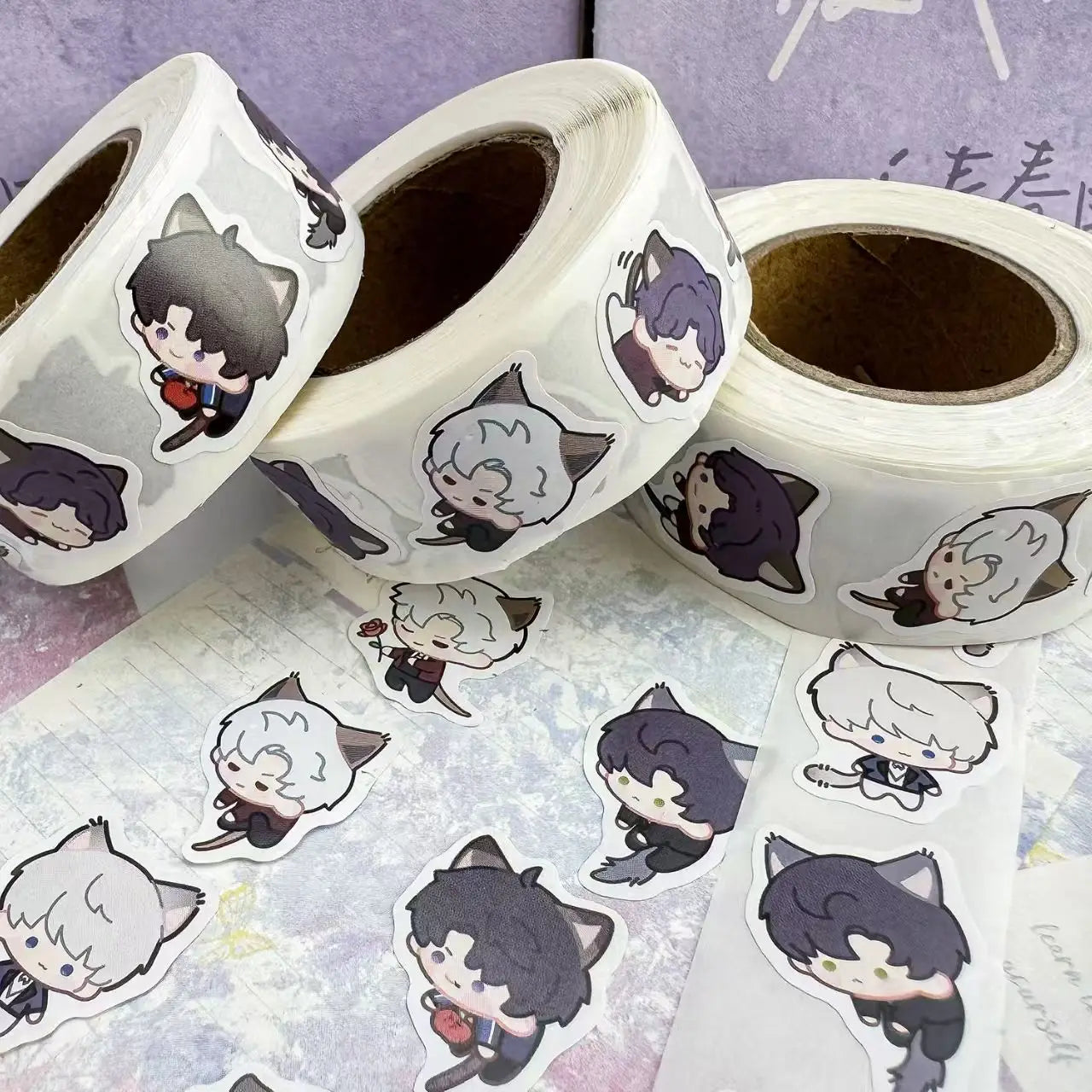 500Pcs/Roll Cat Dress Up Love and Deepspace Anime Sticker Xavier Zayne Rafayel ralayo decorative stickers Valentine's Day Gift
